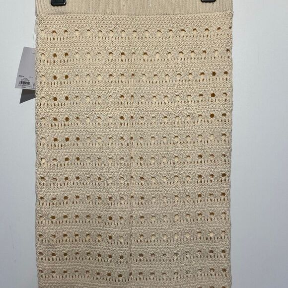 SO Goods for Life Women's Natural Crochet Fringe Midi Pencil Skirt Medium NWT - Picture 5 of 8